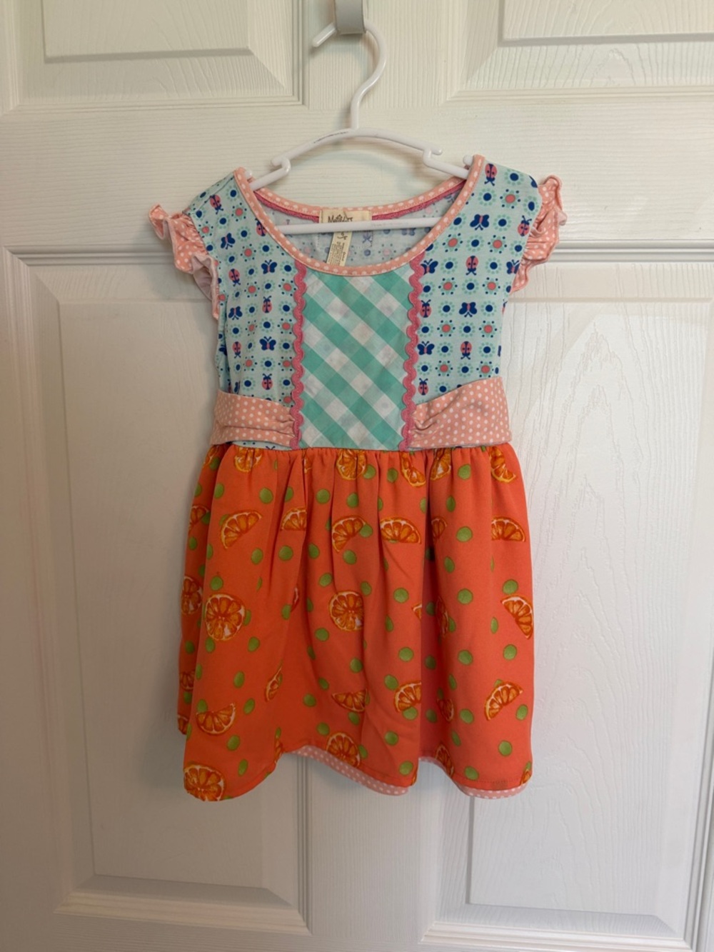 Matilda Jane Orange & Aqua Mixed-Print Dress
